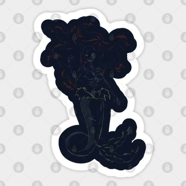 Mermaid Ariel skeleton blue Sticker by Uwaki